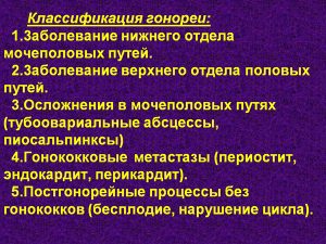 Классификация гонореи