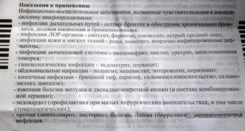 Показания к применению